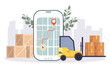 © PrettyVectors - Online delivery logistic service app web ecommerce concept. Vector flat graphic design illustration