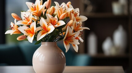 Poster - Bouquet of beautiful orange lily flowers