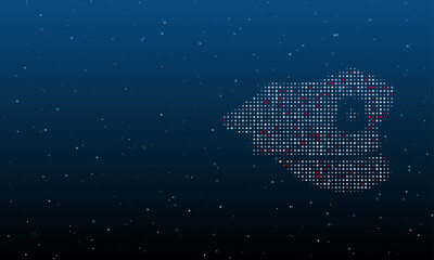 Poster - On the right is the police cap symbol filled with white dots. Background pattern from dots and circles of different shades. Vector illustration on blue background with stars