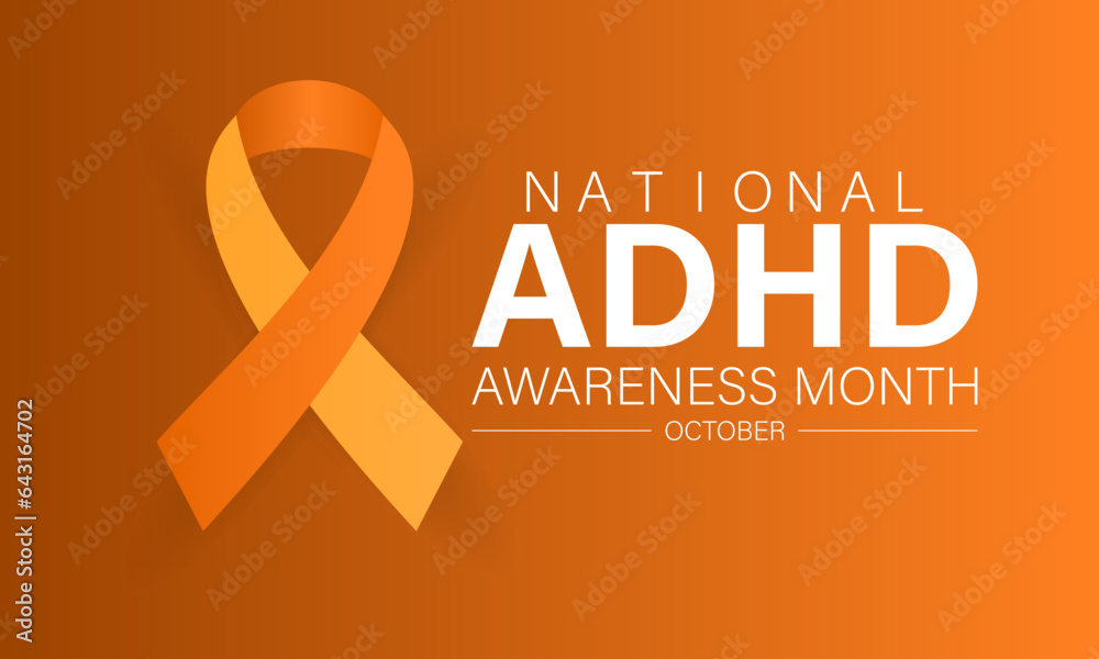 National ADHD awareness month is observed every year in October. Banner, poster, card, background design.