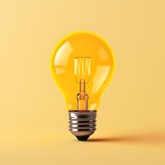 Light bulb with yellow background. Concept representing new ideas and thoughts. Generative ai. 