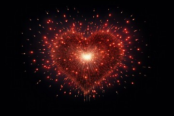 Poster - fireworks in the shape of a heart in the night sky