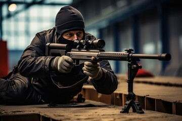 Wall Mural - A man with a sniper rifle