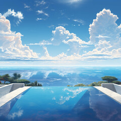 Wall Mural - Infinity pool illustration