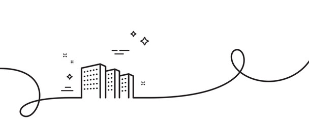 Poster - buildings line icon. continuous one line with curl. city architecture sign. skyscraper building symb