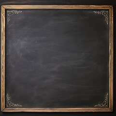 A close up view of a schoolroom chalk blackboard with a wood frame. A copy space concept with room for text. Generative ai. 