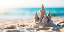 AI Generated. AI Generative. Beautiful Fort Sand Castle. Vacation Chill Sea Ocean Vibe. Graphic Art