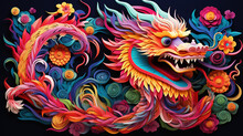 Multicolored Illustration Of Chinese Dragon Symbol New Year