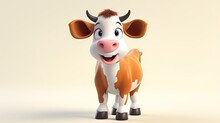 3d Cartoon Cow Character Isolated On White Background