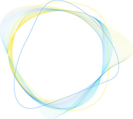 Aufkleber - curved frame made of dynamic neon curved lines for technology concepts, user interface design, web design. yellow and blue and dark blue lines. Transparent background
