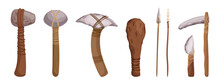 Arrowhead, Hand Axe, Scraper, Chisel, And Hammerstone Essential Stone Age Tools, Crafted From Stone, Bone