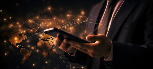Businessman holding a tablet
