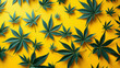 Cannabisblätter auf gelben Hintergrund