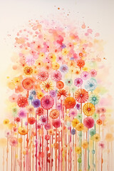 Wall Mural - watercolor wildflowers art illustration - generative AI