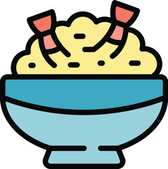 Poster - Shrimp icon outline vector. Japan food. Sushi asian color flat
