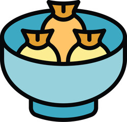 Poster - Bowl food icon outline vector. Japan food. Asian food color flat