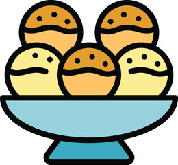 Poster - Meat balls icon outline vector. Menu cuisine. Restaurant rice color flat