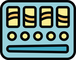 Poster - Sushi menu icon outline vector. Asian roll. Restaurant japan color flat