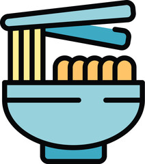 Poster - Noodle soup icon outline vector. Japan food. Asian restaurant color flat