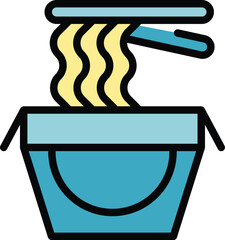Poster - Noodle box icon outline vector. Japan food. Asian sushi color flat