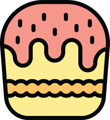 Canvas Print - Sweet food icon outline vector. Cake idea. Raisin slice color flat