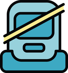 Poster - kid belt lock icon outline vector. safe drive. road plane color flat