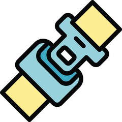 Poster - lock belt secure icon outline vector. car safety. protect drive color flat