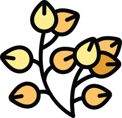 Sticker - Plant buckwheat icon outline vector. Seed stem. Flower cereal color flat