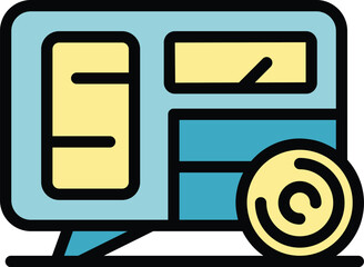 Poster - Factory generator icon outline vector. Power electric. Portable machine color flat