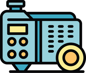 Poster - Diesel power generator icon outline vector. Electric energy. Portable machine color flat