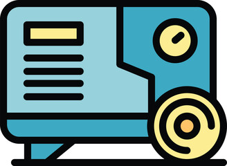 Poster - Power generator icon outline vector. Diesel engine. Portable machine color flat