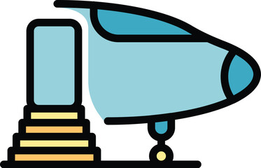 Poster - Boarding stairs icon outline vector. Airplane travel. Business flight color flat