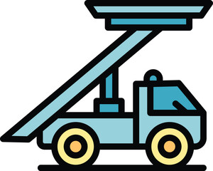 Poster - Vacation airplane stairs icon outline vector. Avitaion flight. Service terminal color flat