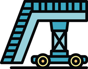 Poster - Runway airplane stairs icon outline vector. Business flight. Air vacation color flat