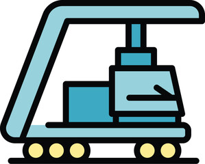 Poster - Vehicle airplane stairs icon outline vector. Tourism flight. Air stair color flat