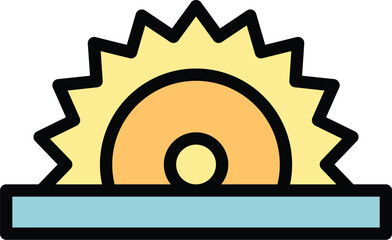 Poster - circular saw icon outline vector. home repair. work tool color flat