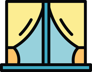 Poster - window repair icon outline vector. home work. drill hammer color flat