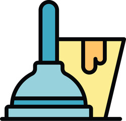 Poster - toilet sucker icon outline vector. home construction. work tool color flat
