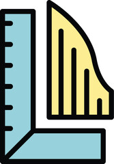Poster - diy angle ruler icon outline vector. repair home. work tool color flat