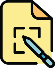 Poster - Pen draw icon outline vector. Digital design. Signature pencil color flat