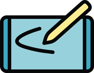 Poster - Hand tool icon outline vector. Digital pen. Tablet pad color flat