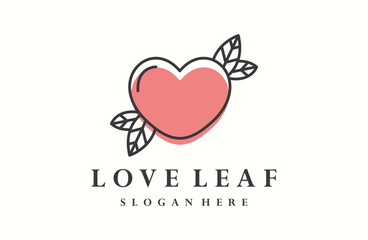 Canvas Print - Leaf Heart Icon Symbol logo icon template vector design