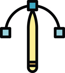Poster - Vector pen icon outline vector. Digital computer. Pencil curve color flat
