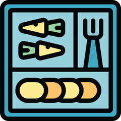 Poster - healthy child icon outline vector. lunch box. meal school color flat