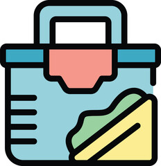 Poster - work food box icon outline vector. school meal. snack break color flat