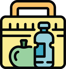 Poster - full food box icon outline vector. school meal. container snack color flat