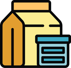Poster - meal bag icon outline vector. lunch box. school food color flat