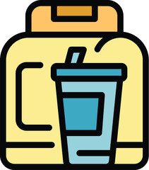 Poster - drink cup lunch icon outline vector. school meal. snack break color flat