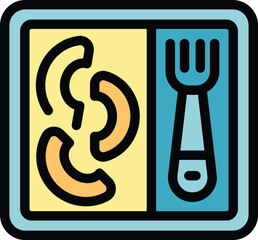Poster - pasta food box icon outline vector. lunch meal. container snack color flat