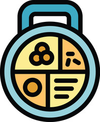 Poster - food container icon outline vector. school meal. snack break color flat